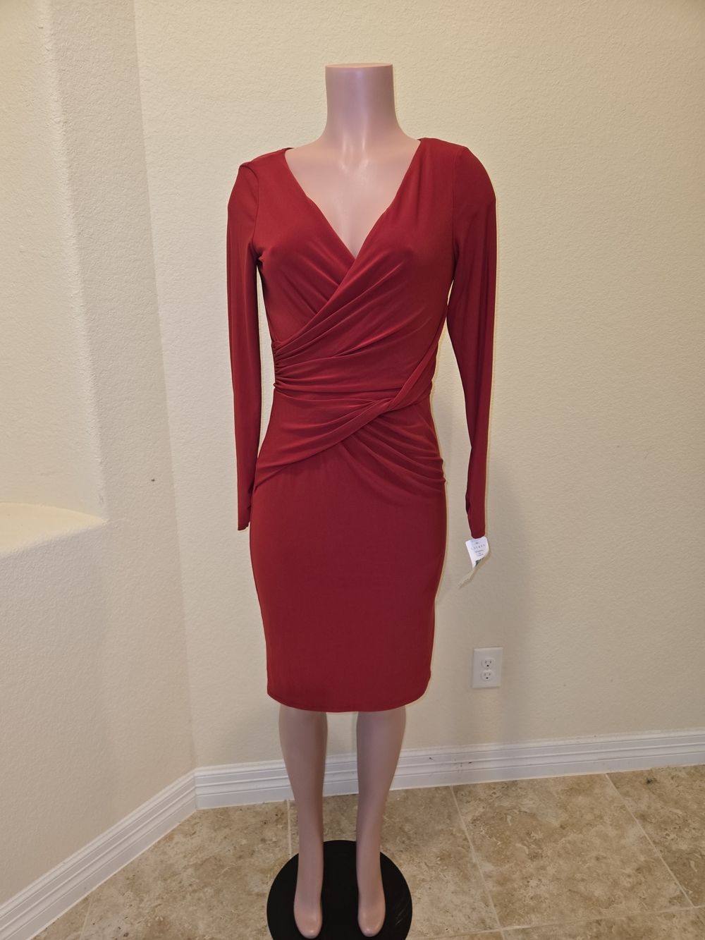 Lauren Ralph Lauren Red Long-Sleeve Wrap Sheath Dress